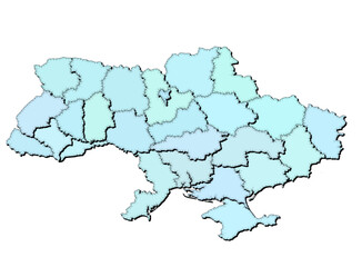 Map of Ukraine with states isolated