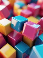 Obraz premium Vibrant Cube Cluster: A Colorful and Playful Display
