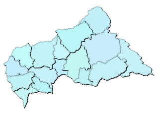 Obraz premium Map of Central African Republic with states isolated