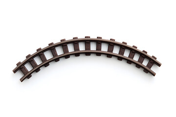 3d Railway rails top view isolated on white background