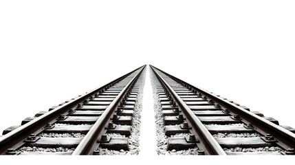 3d Railway rails top view isolated on white background