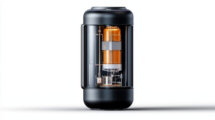 Innovative device showcasing a transparent structure with vibrant internal components.