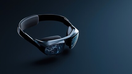 Modern augmented reality glasses on a dark background.