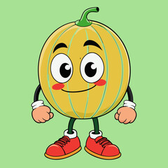 melon with eyes and shoes
