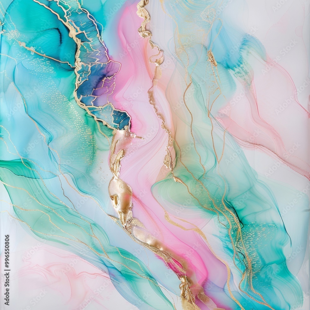 Canvas Prints watercolor abstract background with golden lines