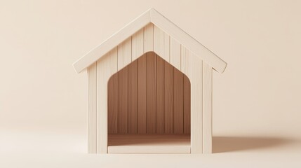 Empty dog house, white isolated background
