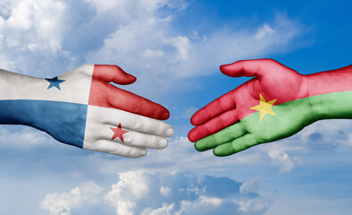 Burkina Faso and Panama country handshaking with flags, consensus concept international co-operation illustration