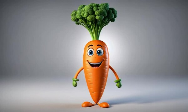 3d carrot cartoon character mascot digital art