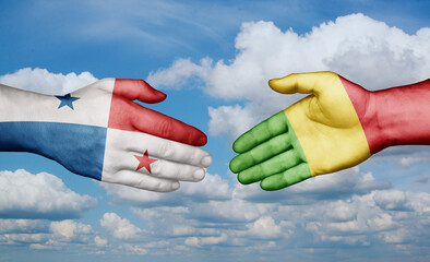 Mali and Panama country handshaking with flags, consensus concept international co-operation illustration