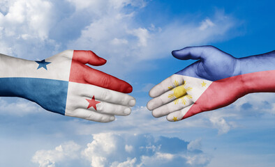 Philippines and Panama country handshaking with flags, consensus concept international co-operation illustration