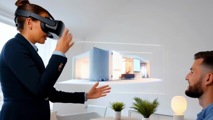 Virtual reality demonstration in a modern office setting showcasing innovative technology in action