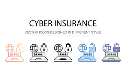Cyber Insurance icon design with white background stock illustration