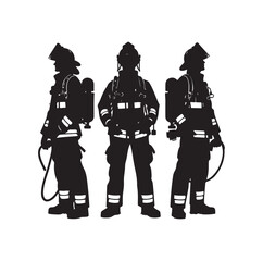 pose of Firefighter silhouette vector illustration 