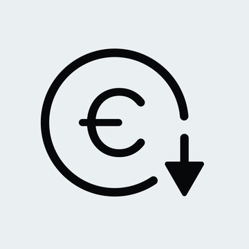 recommend clip art: Euro cost reduction, euro decrease icon