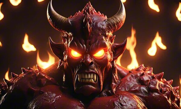 3d red flaming devil demon cartoon character mascot digital art
