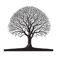 “Symmetrical Tree Silhouette - Nature Emblem Illustration”