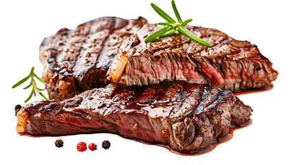 Grilled steak beef. On transparent background. PNG