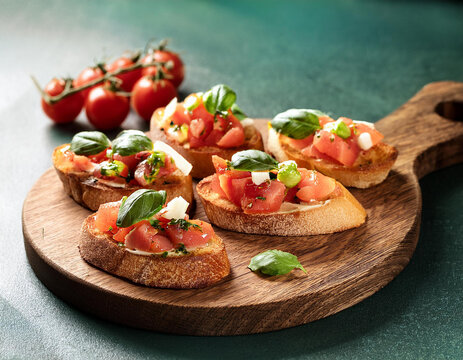 Bruschetta on a wooden board 