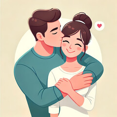 Obraz premium Man Kissing Woman on the Cheek 