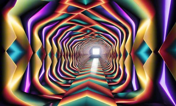 geometric rainbow tunnel illusion
