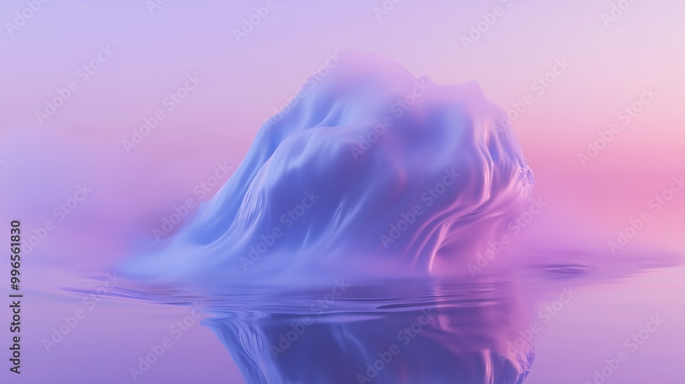 Aufkleber a blue and purple blob floats in a surreal scene, enhanced by mist and soft reflections.
