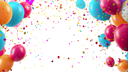 Different color balloons isolated on transparent background. PNG