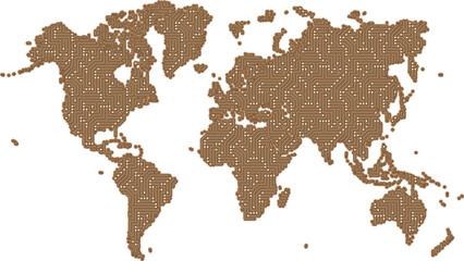 Simple world map circuit art