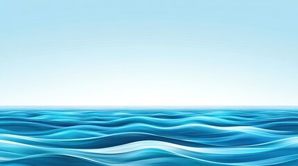Naklejka premium A serene view of calm blue ocean waves under a clear sky, perfect for relaxation and nature-themed projects.
