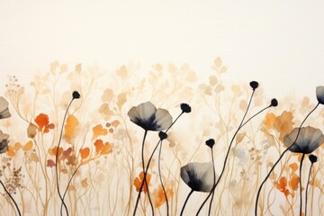 Naklejka premium Memphis dried flowers backgrounds painting pattern.