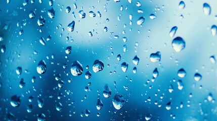 Close-up of water droplets on glass, creating a serene and calming atmosphere. Ideal for nature and abstract themes.