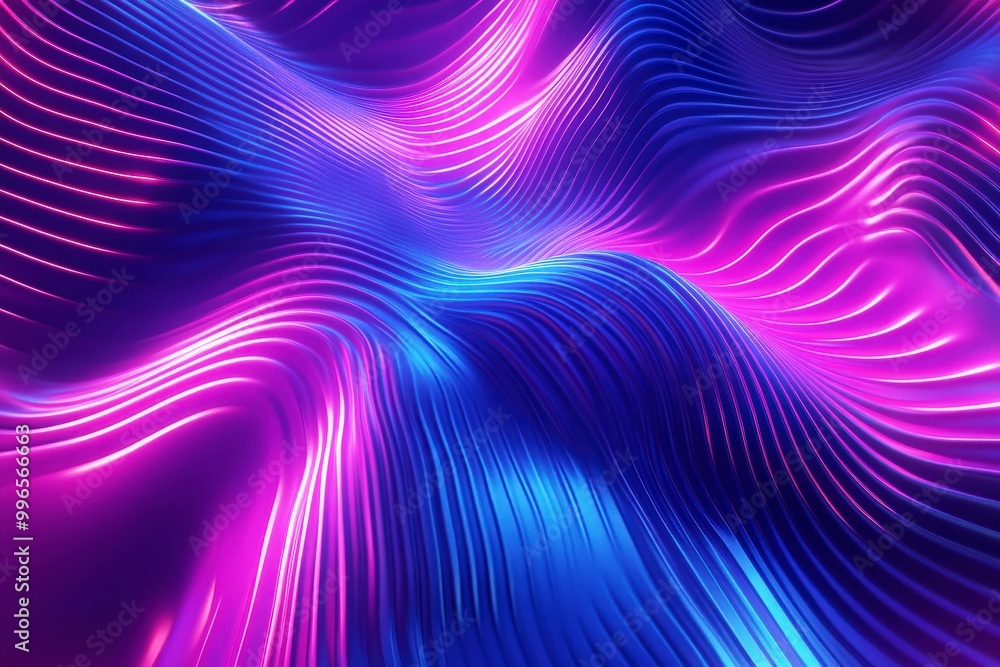 Poster abstract neon waves: a mesmerizing abstract composition featuring vibrant, undulating neon lines in 