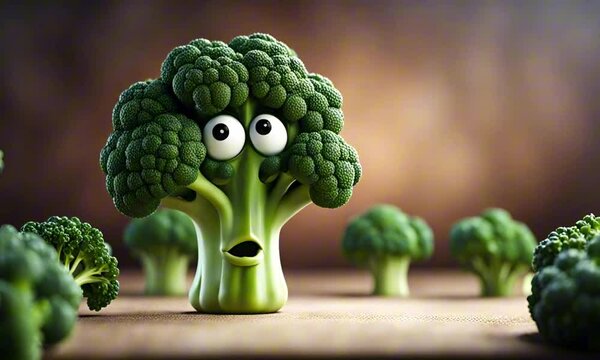 3d broccoli cartoon character mascot digital art
