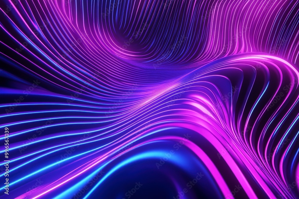 Poster abstract neon wave: a mesmerizing abstract background with a captivating blend of neon blue and pink