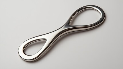 A sleek, modern metal figure shaped like an infinity symbol, showcasing its smooth curves and reflective surface.