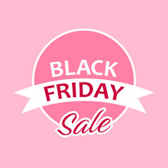 Black Friday Sale sign in pastel pink colors. Minimalist simple design for banner, poster, sticker, label, tag, coupon, flyer, brochure, booklet or card.