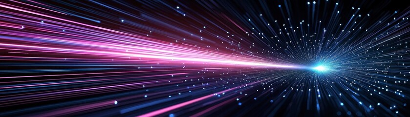 Colorful light rays in dark space