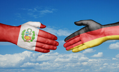 Germany and Peru country handshaking with flags, consensus concept international co-operation illustration