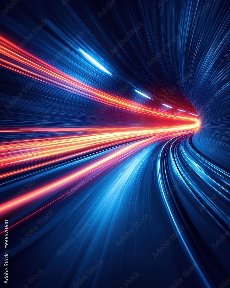 Aufkleber dynamic light trails in a futuristic tunnel