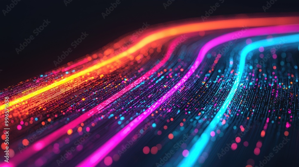 Aufkleber colorful beams of light creating dynamic movement on a dark background.