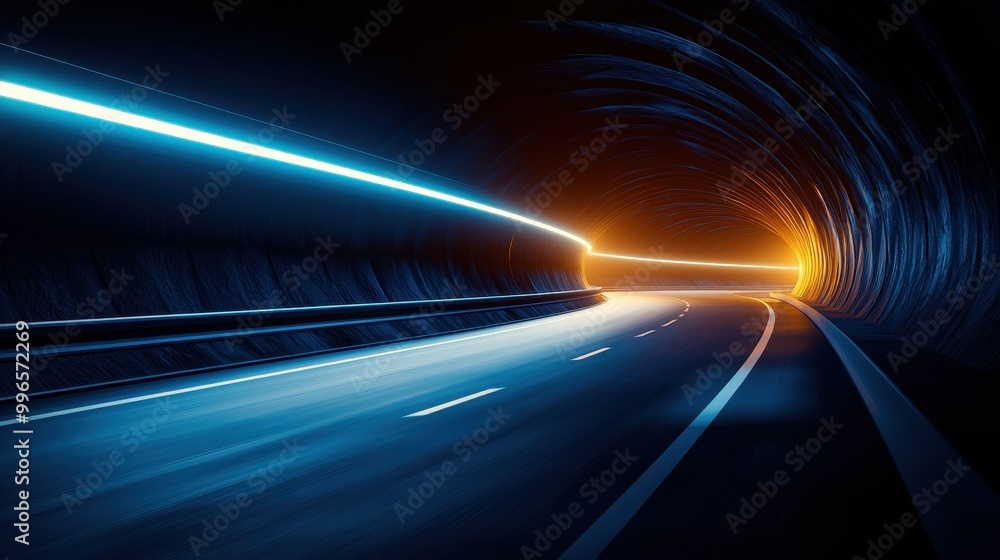 Aufkleber illuminated tunnel with dynamic light trails