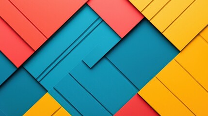 Colorful geometric shapes layered together in vibrant design, ideal for backgrounds.