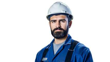 Factory worker in uniform on transparent background PNG. 