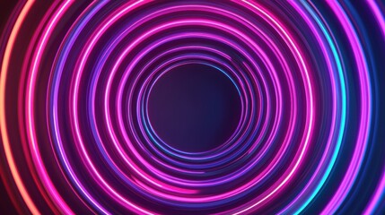 Colorful neon light circles on a dark background, vibrant and dynamic design.
