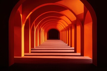 Orange archway with dramatic shadows.