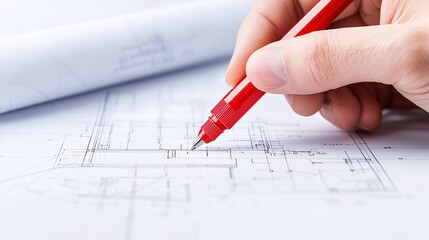 Focused Hand Guiding Through Detailed Engineering Blueprint - Architectural Planning and Project Overview for Structural Drawings