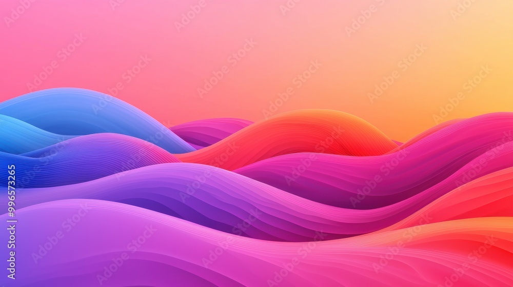 Poster colorful wave patterns with gradients, vibrant and fluid design elements.