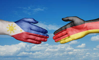 Germany and Philippines country handshaking with flags, consensus concept international co-operation illustration