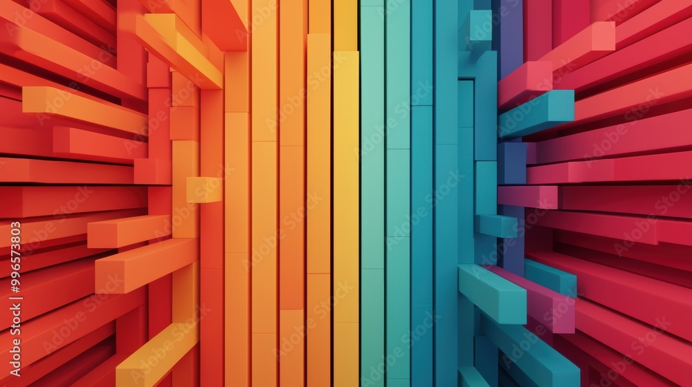 Poster vibrant abstract 3d blocks creating a colorful gradient background