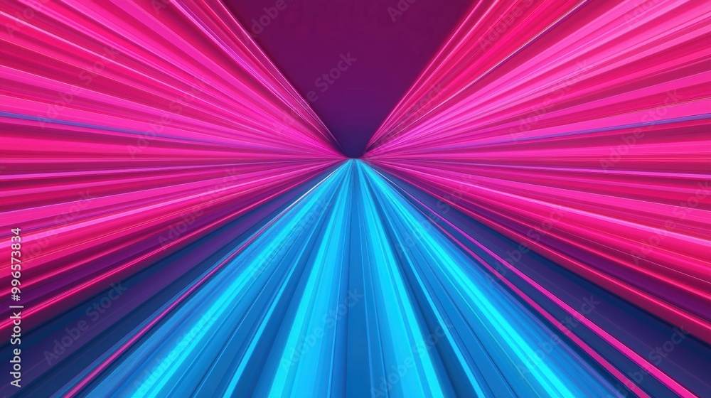 Poster vibrant abstract lines in pink and blue forming dynamic patterns on a dark background.