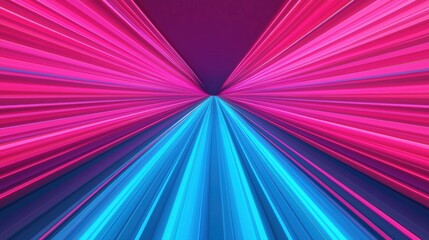 Fototapeta premium Vibrant abstract lines in pink and blue forming dynamic patterns on a dark background.